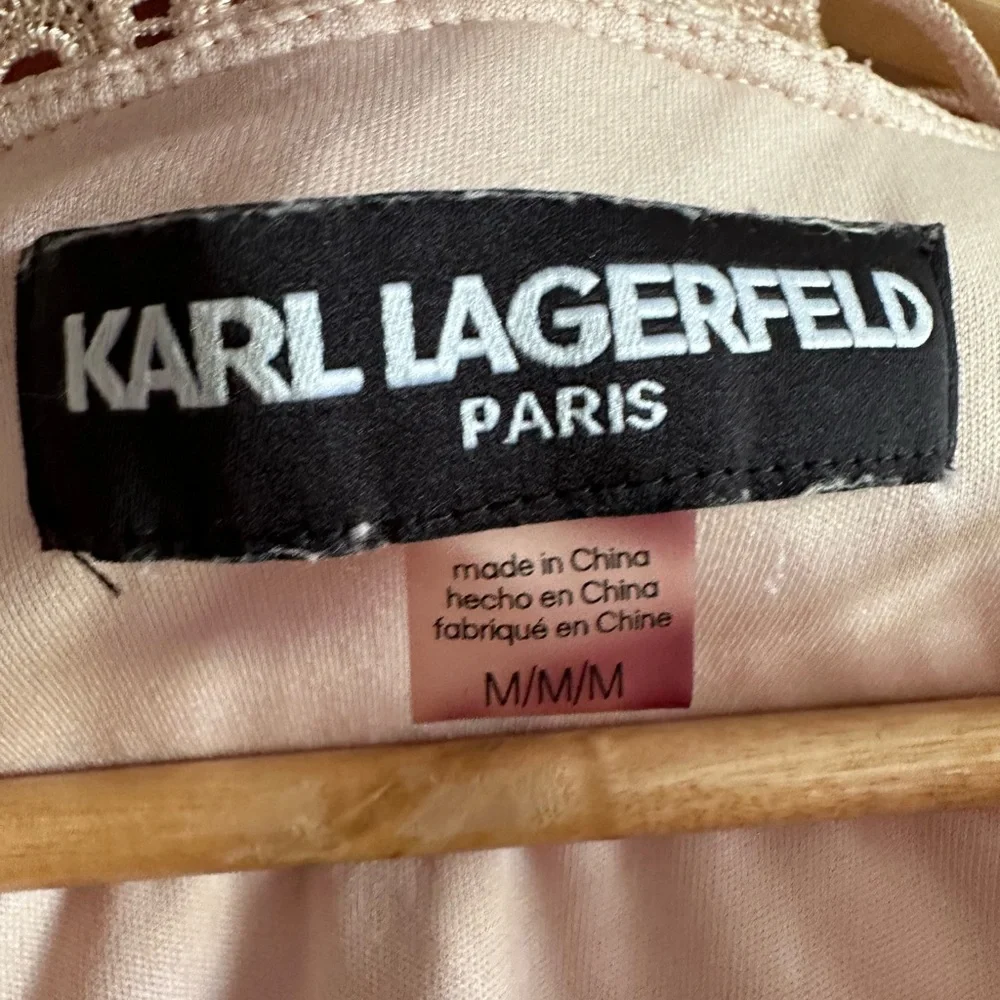 Karl Lagerfeld Paris Light Pink Lace Eyelet Designer Tank Top Size Medium EUC - Picture 9 of 10